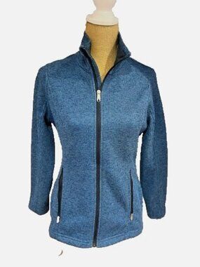 SPYDER Full Zip Sweater Knit Fleece Jacket Women (M) Heather Blue Outdoor-204